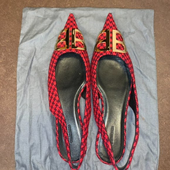 Balenciaga Knife Shoe Flats- red and black checks - Picture 5 of 6